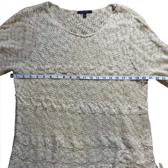 Olivia Sky Cream Open-Knit Tassel Fringe Sweater - Size 1X - Picture 6 of 9